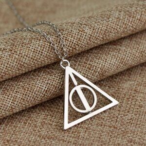 Silver Deathly Hallows Symbol Fidget Pendant Necklace